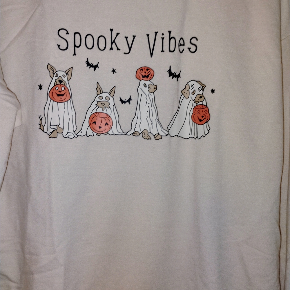 Spooky Vibes Halloween Sweatshirt - White PTP 22"